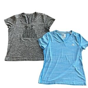 Under Armour & Adidas set of 2 V Neck Tees Large